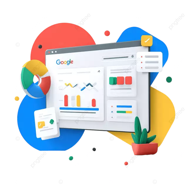 pngtree google ads concept illustration with search results and analytics png image 18477670